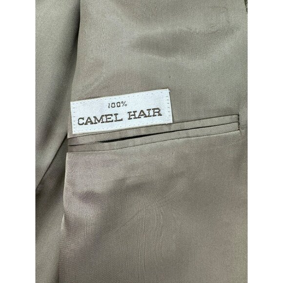 Bill Blass Mens Sz 44R Camel Hair Blazer Coat In Brown Plaid Check Made In USA - Picture 11 of 16